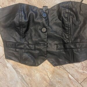 Black faux Leather Bustier Top